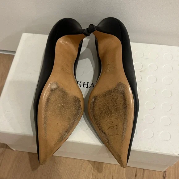 KHAITE Black Iconic River Leather Heels 37.5 7.5 - Picture 5 of 5
